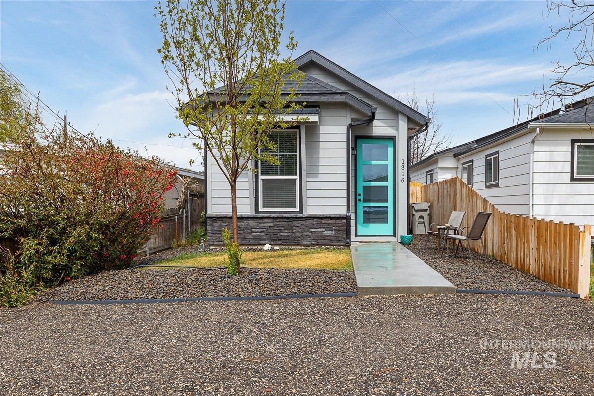 View of outbuilding with a fenced backyard