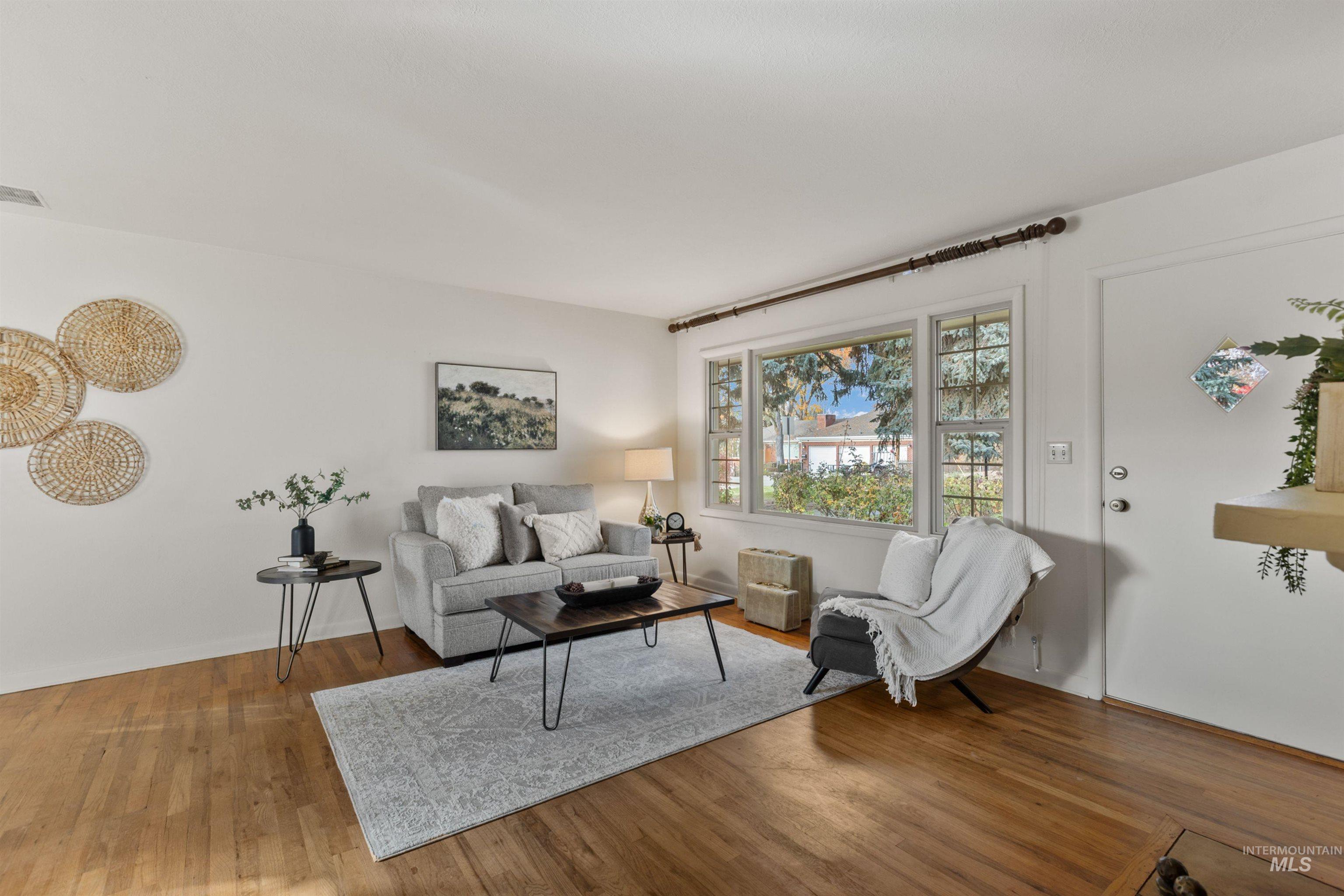 Living room with wood finished floors