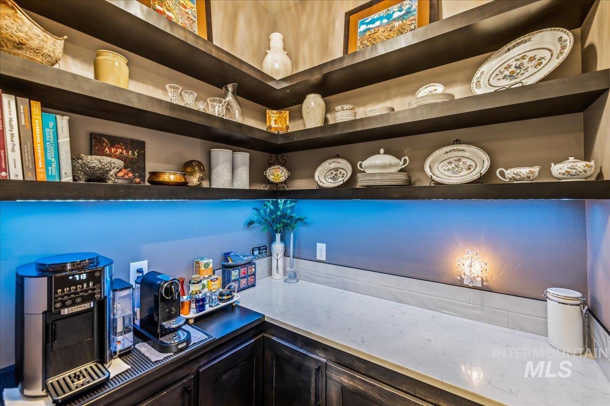 Detailed view of open shelves