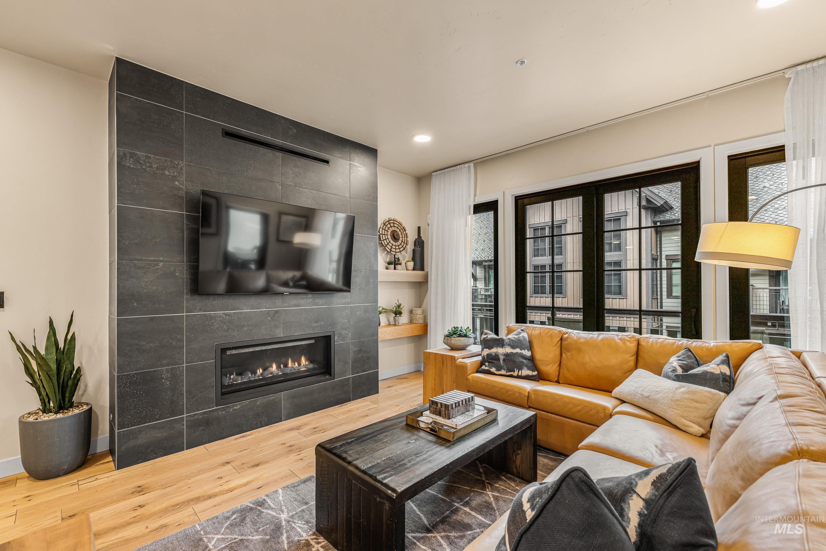 Living area with fireplace