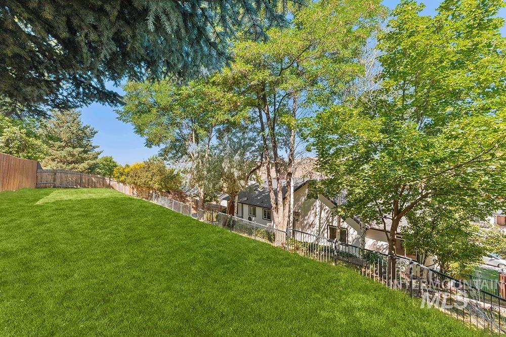 View of fenced backyard