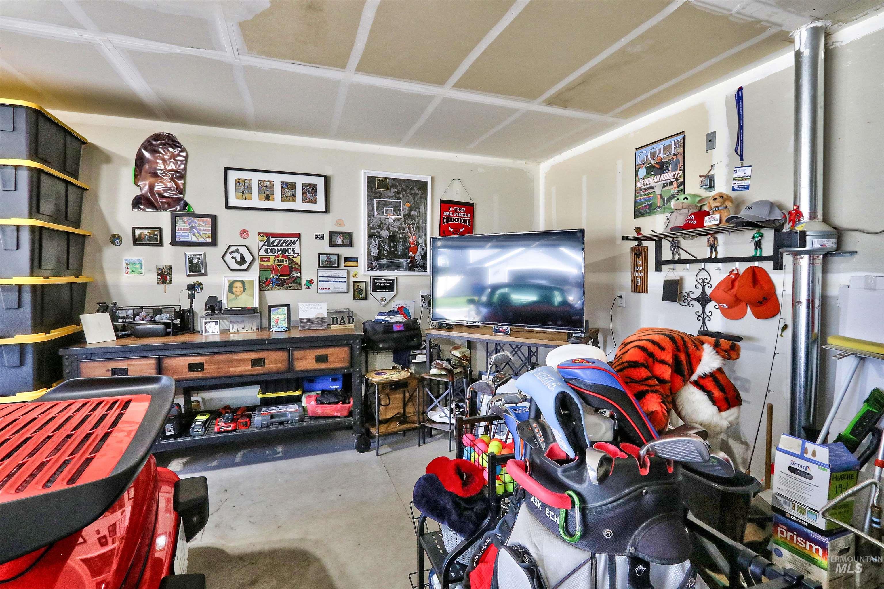 Living area featuring unfinished concrete floors