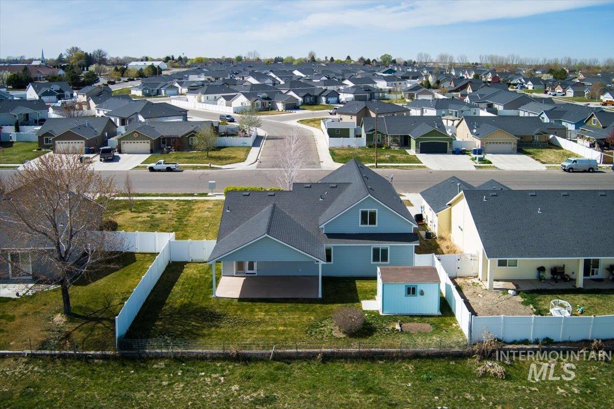 Aerial view of residential area