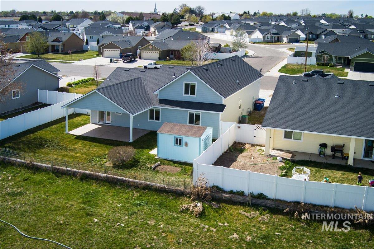 Aerial view of residential area