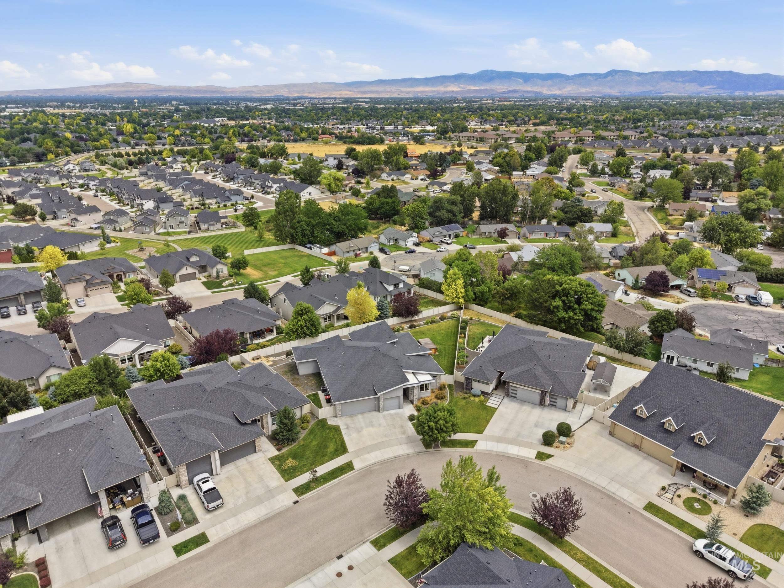 Residential development with varied architectural styles and mature landscaping