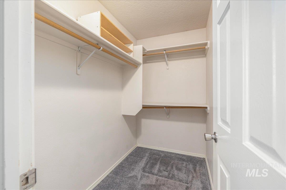 Spacious closet with carpet