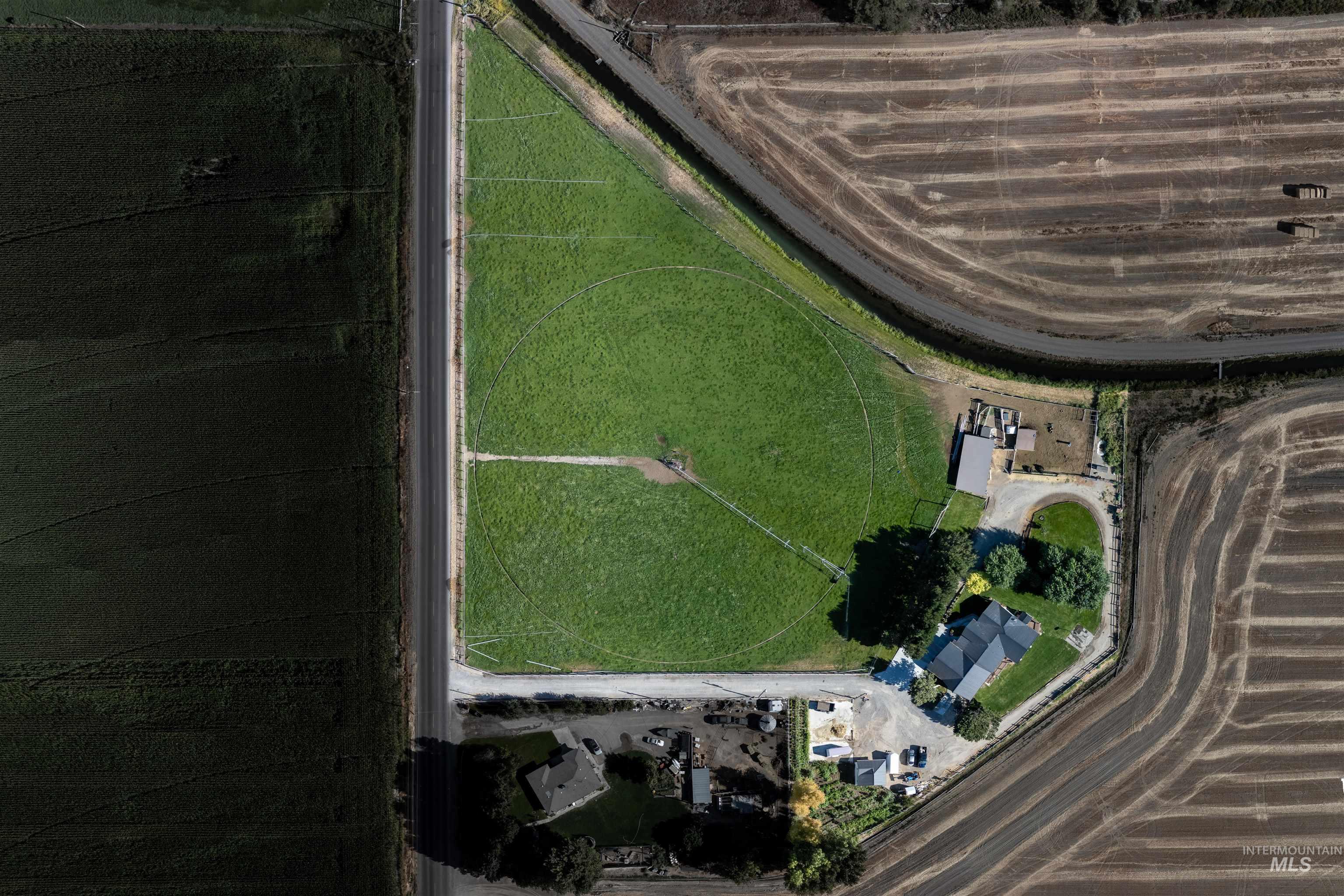 Aerial overview of property's location with rural landscape