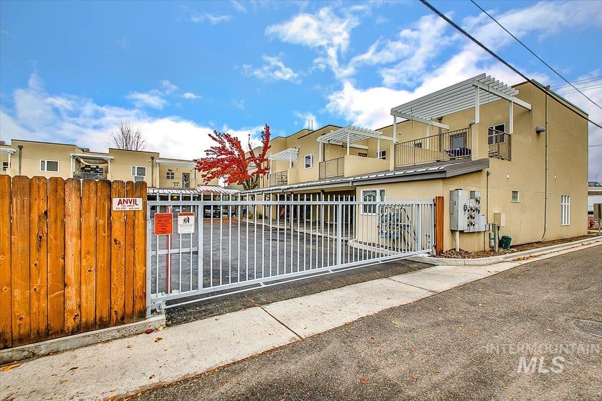 Gate with a residential view
