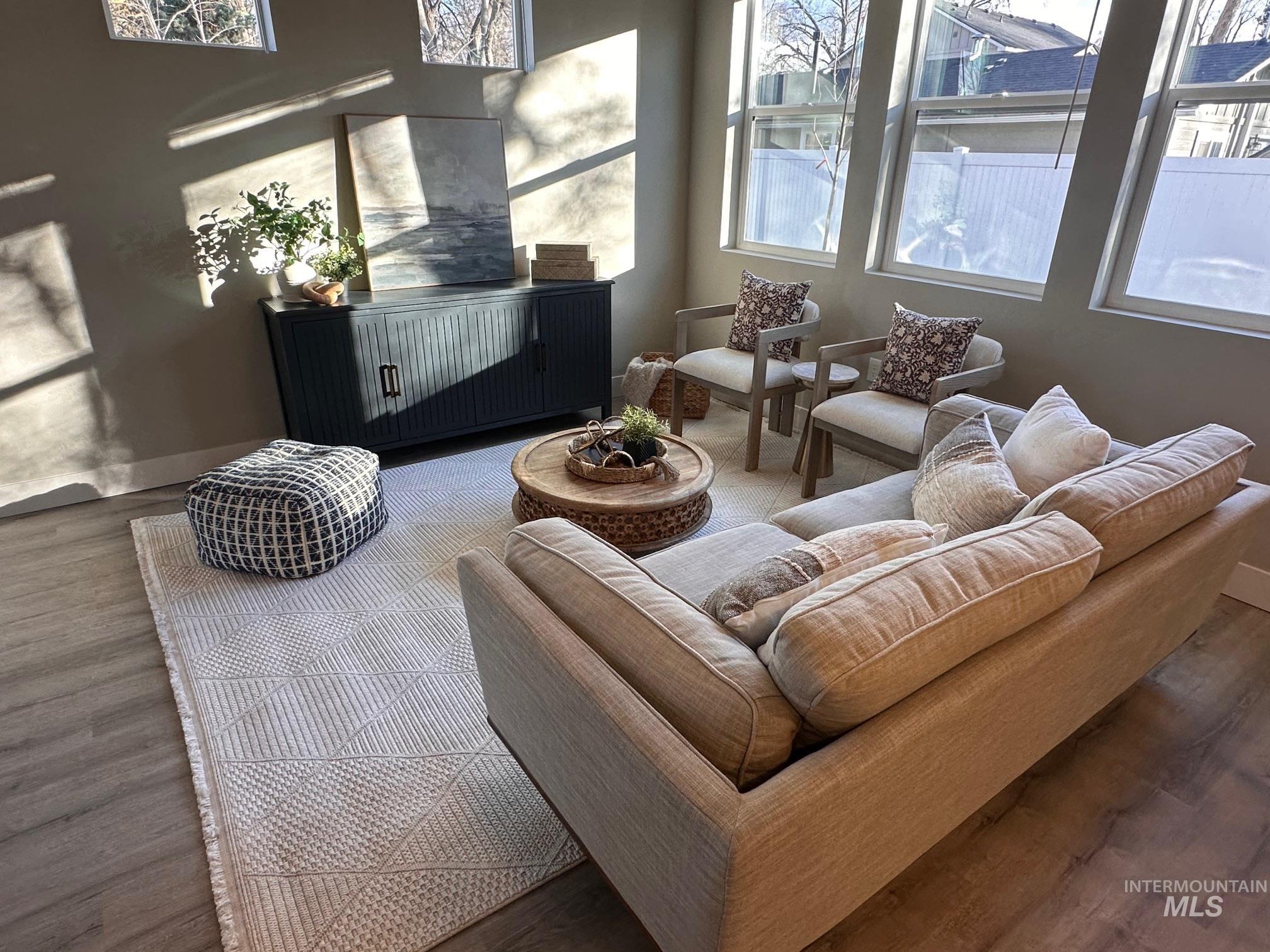 Living room with wood finished floors