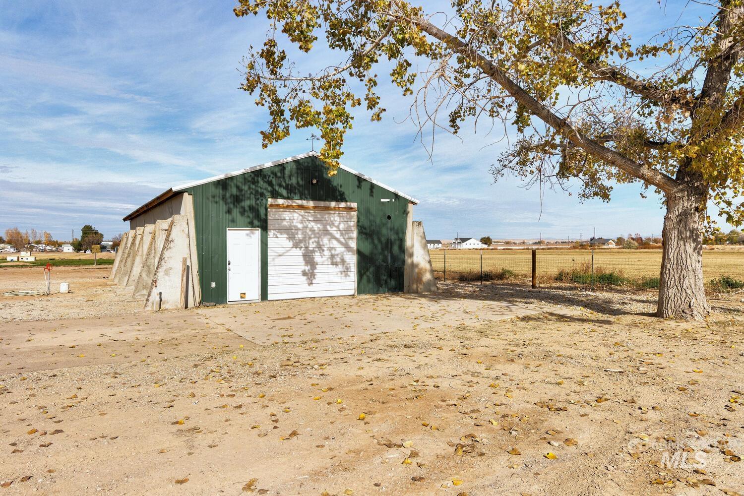 View of detached garage