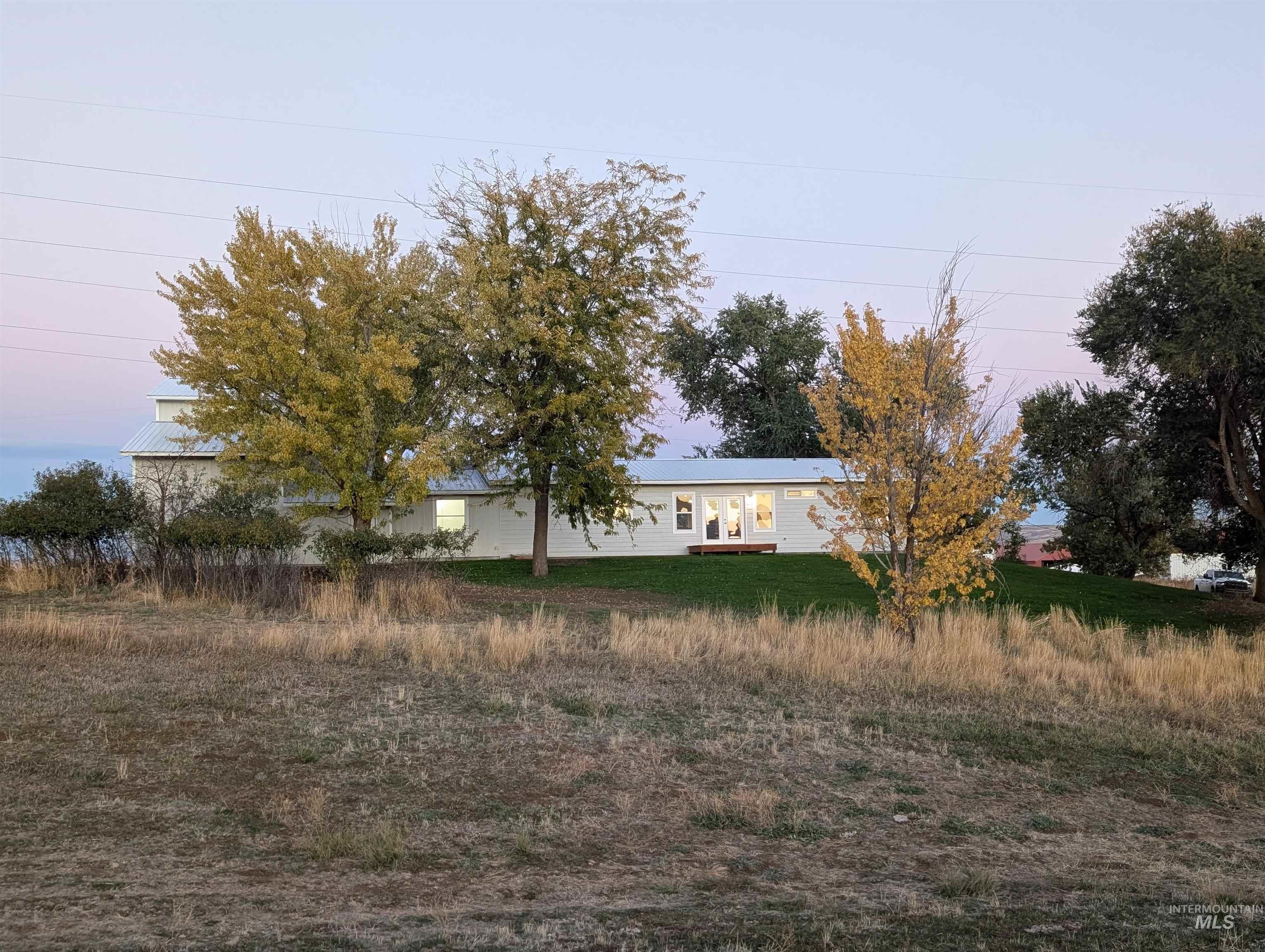 View of yard at dusk
