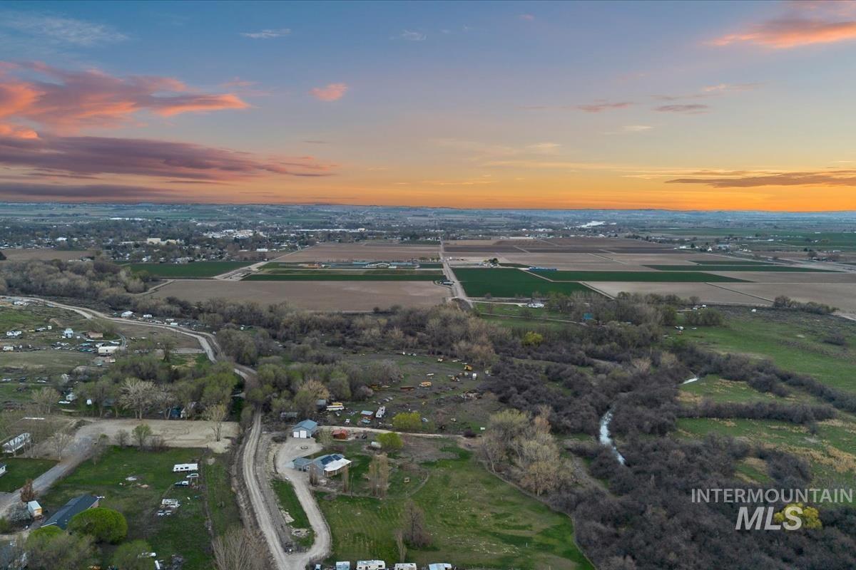 Aerial view at dusk of a view of rural / pastoral area