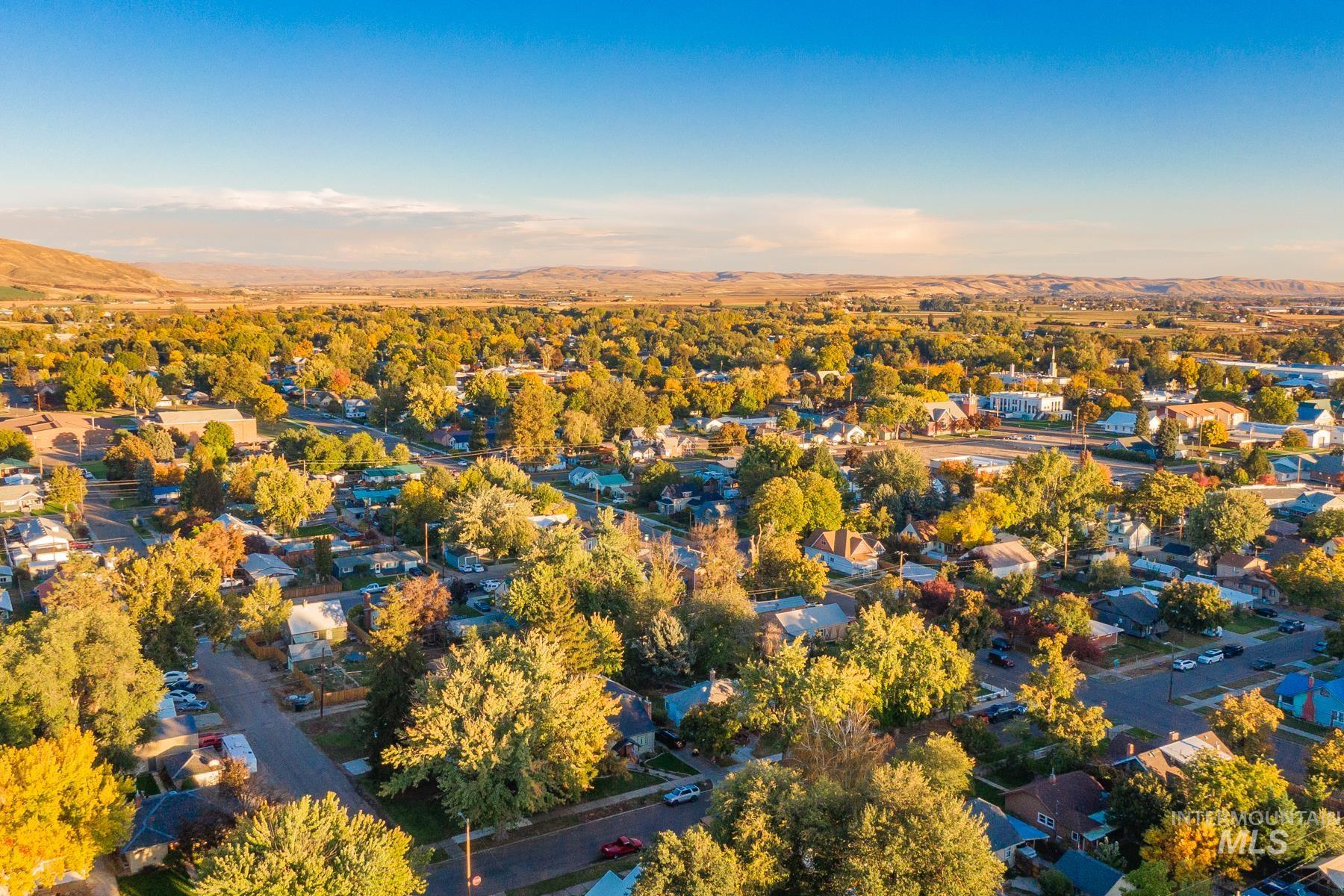 Aerial perspective of suburban area