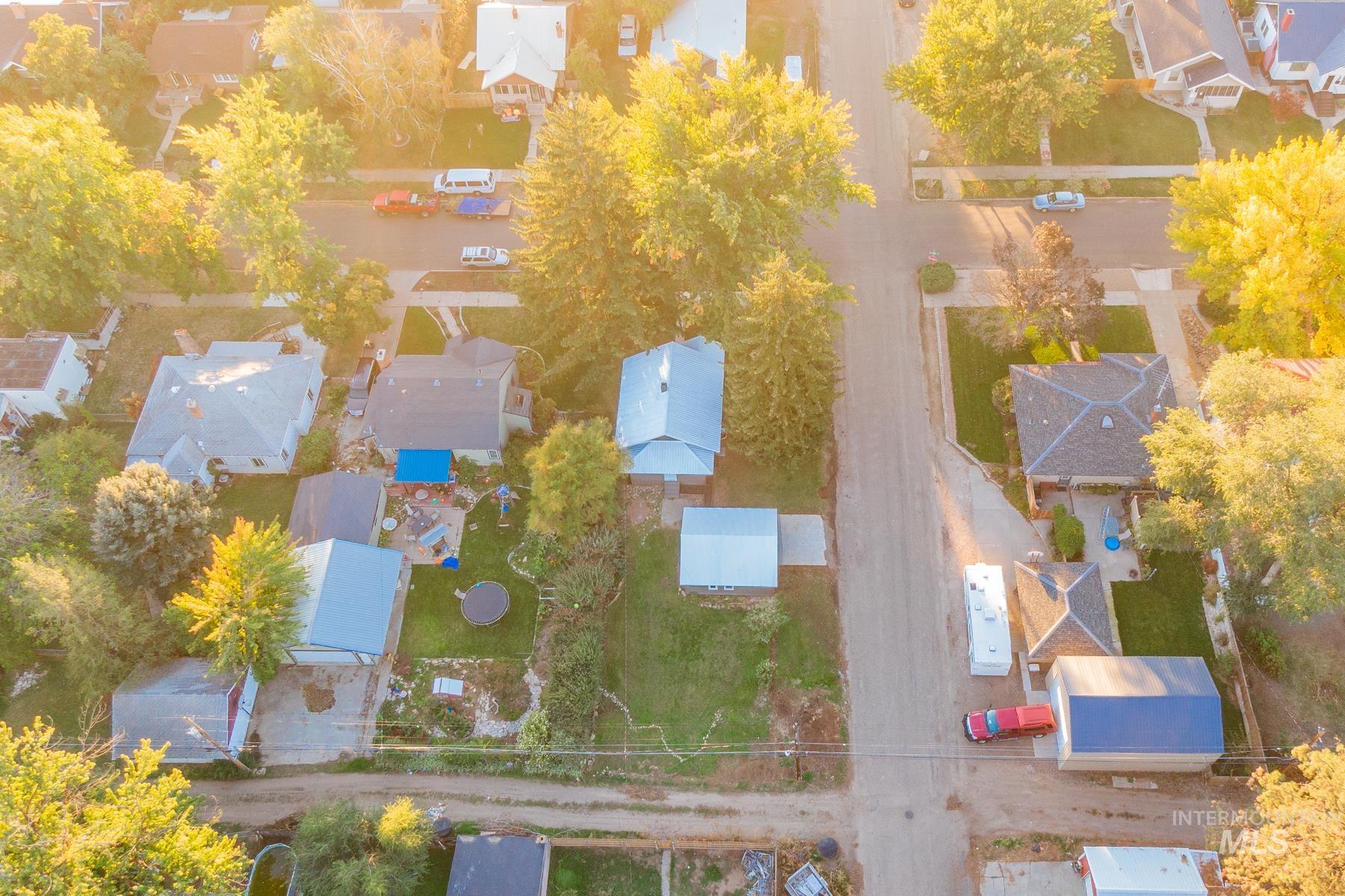 Aerial perspective of suburban area