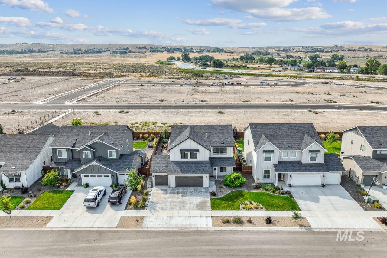 Aerial perspective of suburban area
