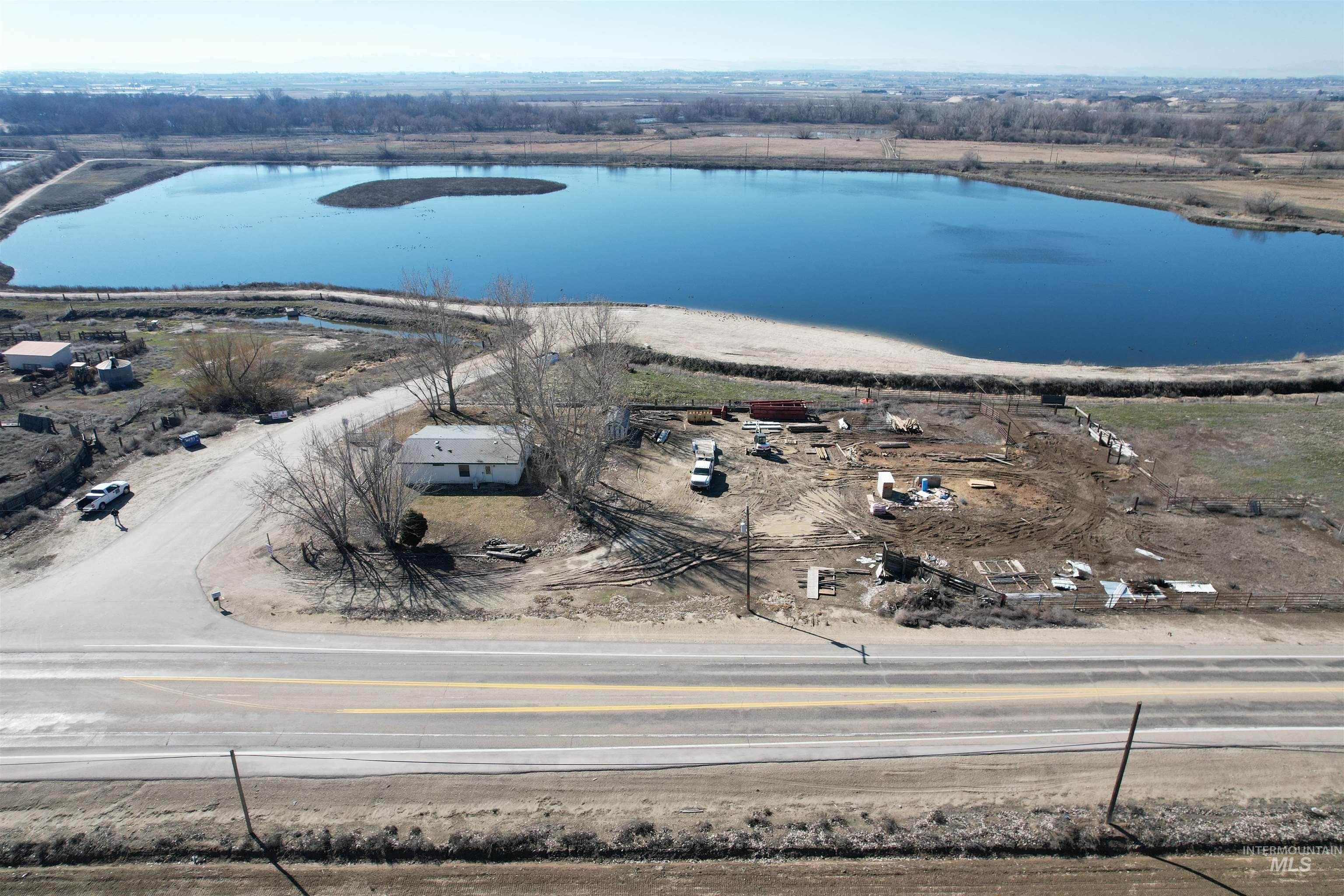 Drone / aerial view of a nearby body of water