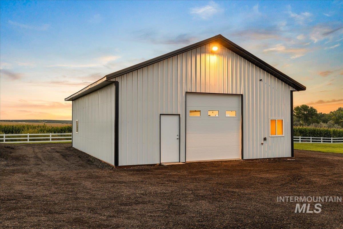 View of detached garage