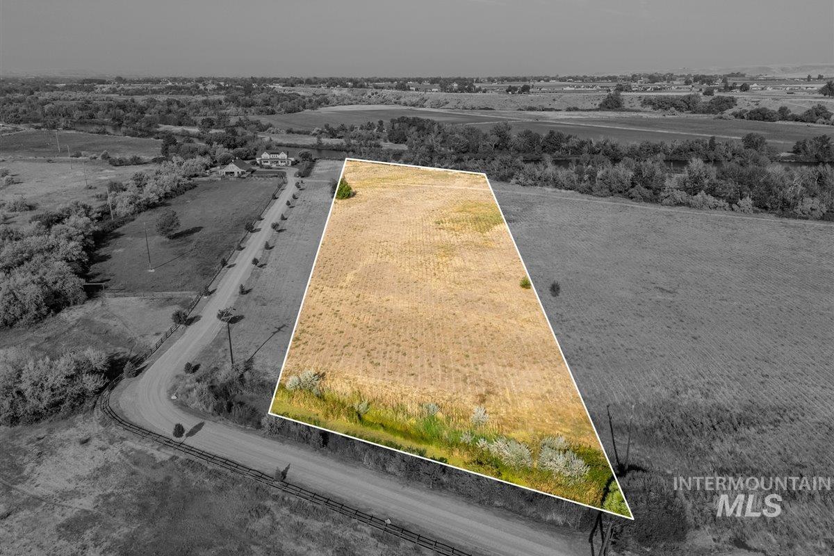 View of rural area with property boundaries highlighted