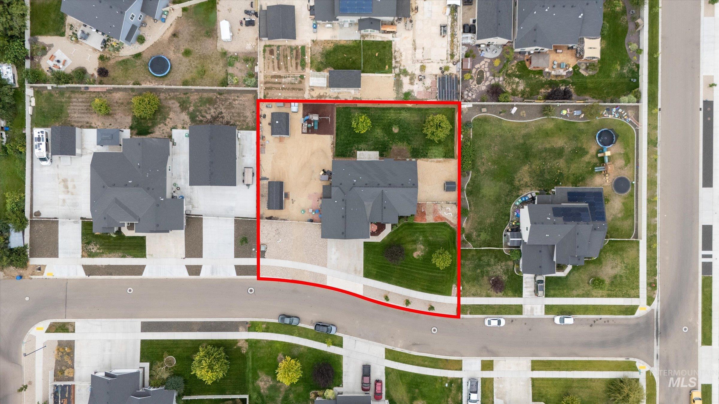 Aerial view of residential area