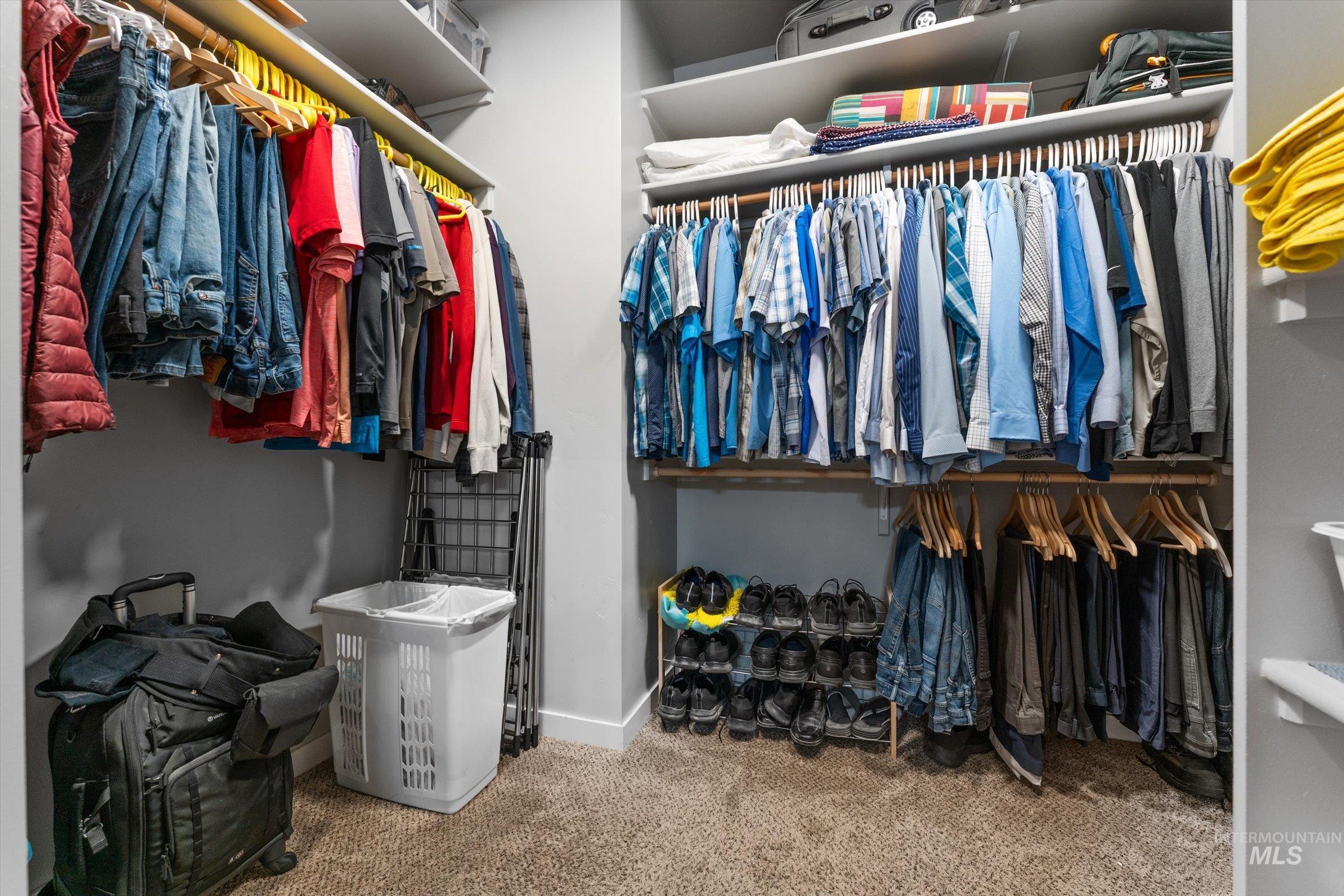 Walk in closet featuring carpet flooring