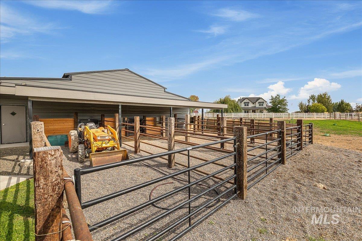 View of horse barn