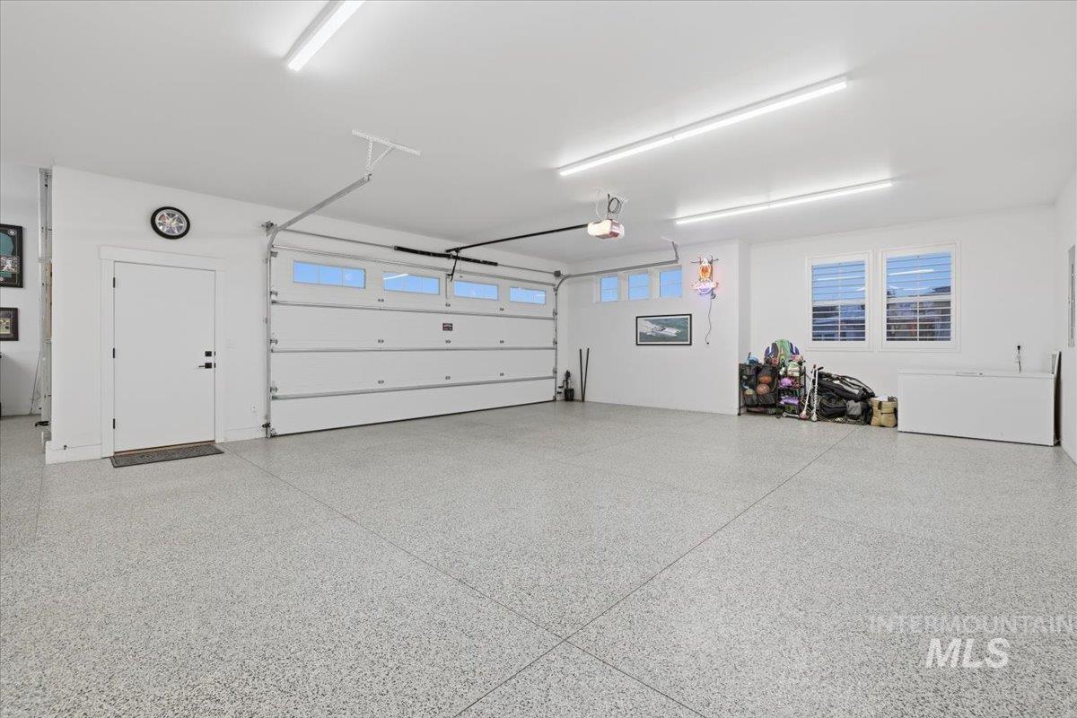 Garage with refrigerator