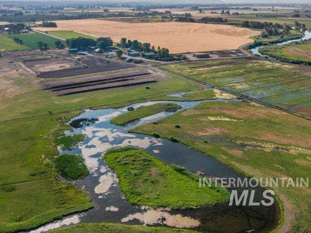 Aerial overview of property's location with rural landscape