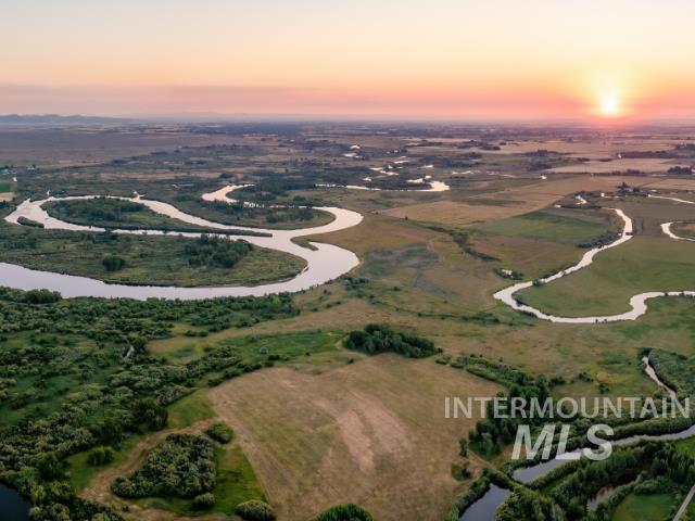 Aerial view at dusk of a water view