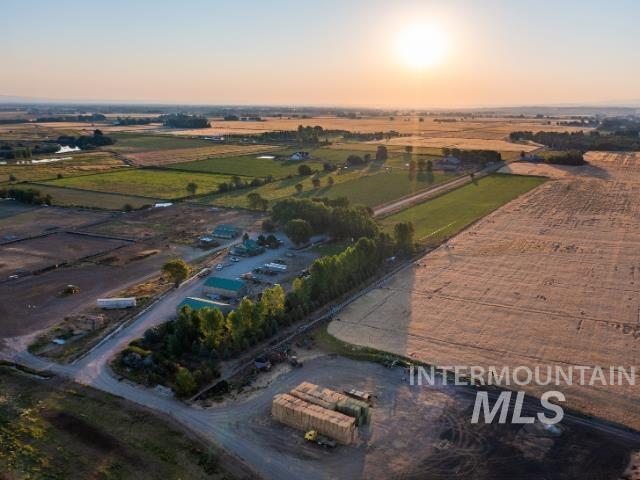 Aerial overview of property's location featuring rural landscape