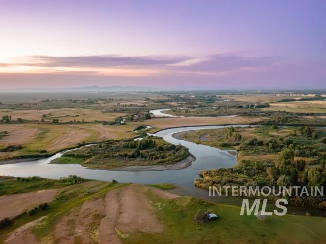 Aerial view at dusk of a water view