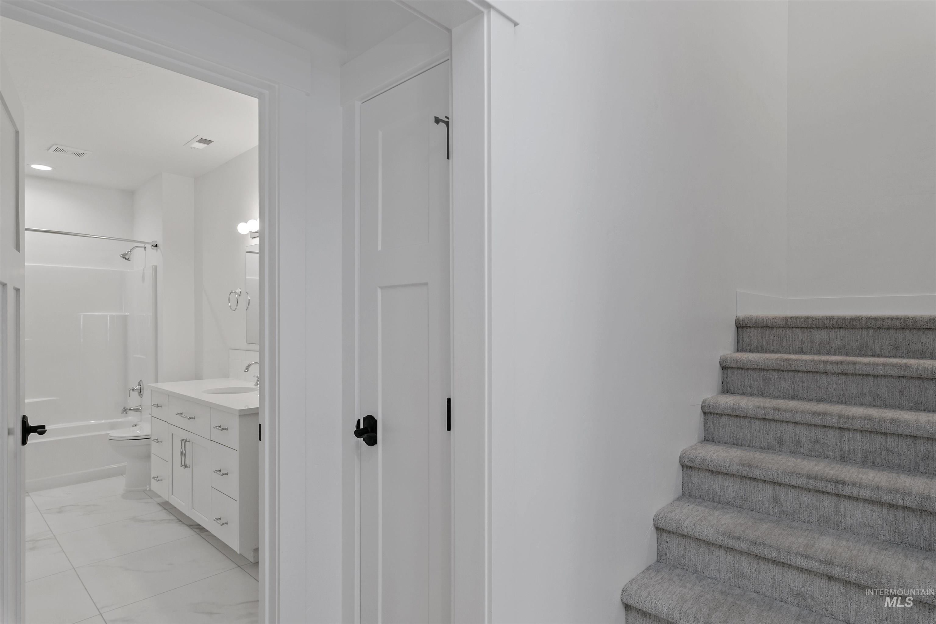 Stairs with marble finish flooring