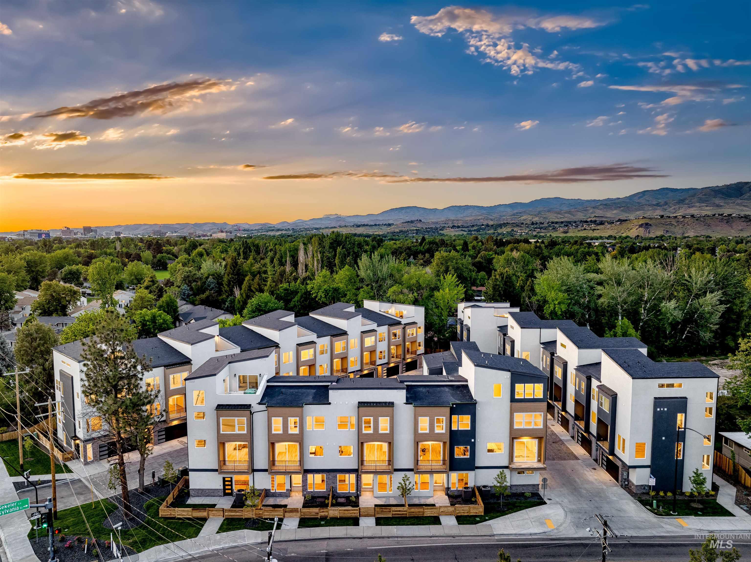 Aerial view of residential area