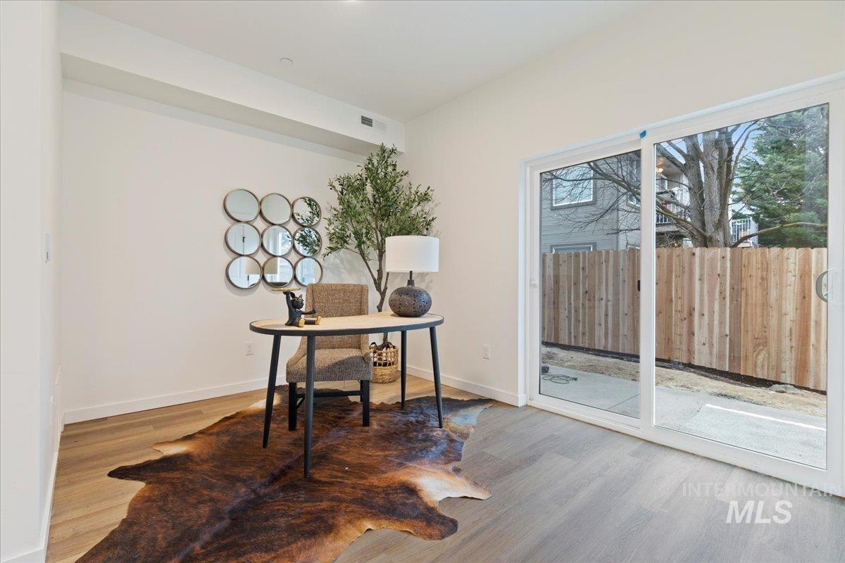 Office featuring light wood finished floors