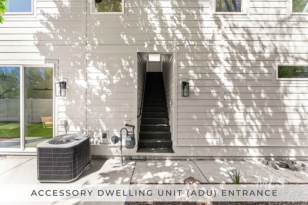 Property entrance featuring a patio area