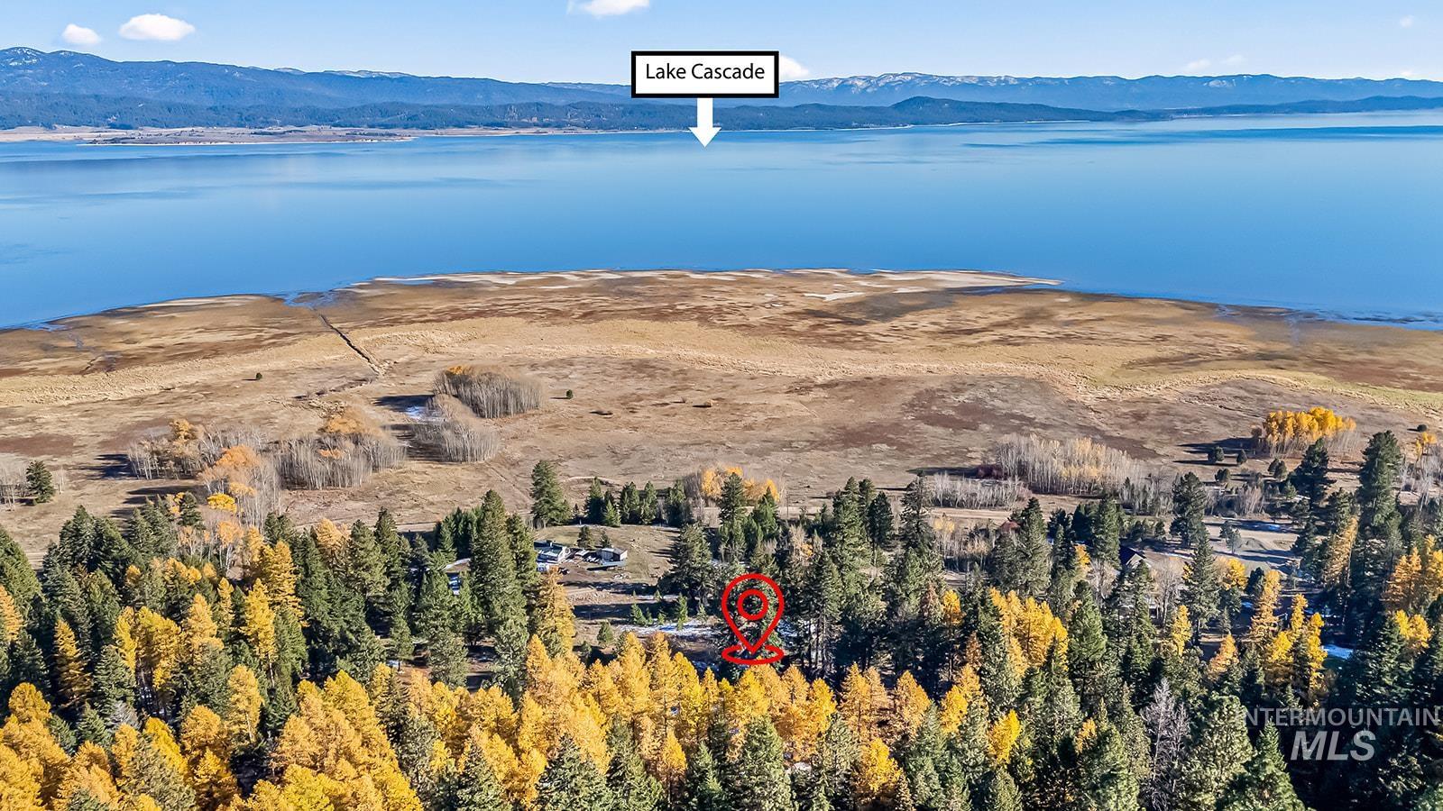 Drone / aerial view of a water and mountain view