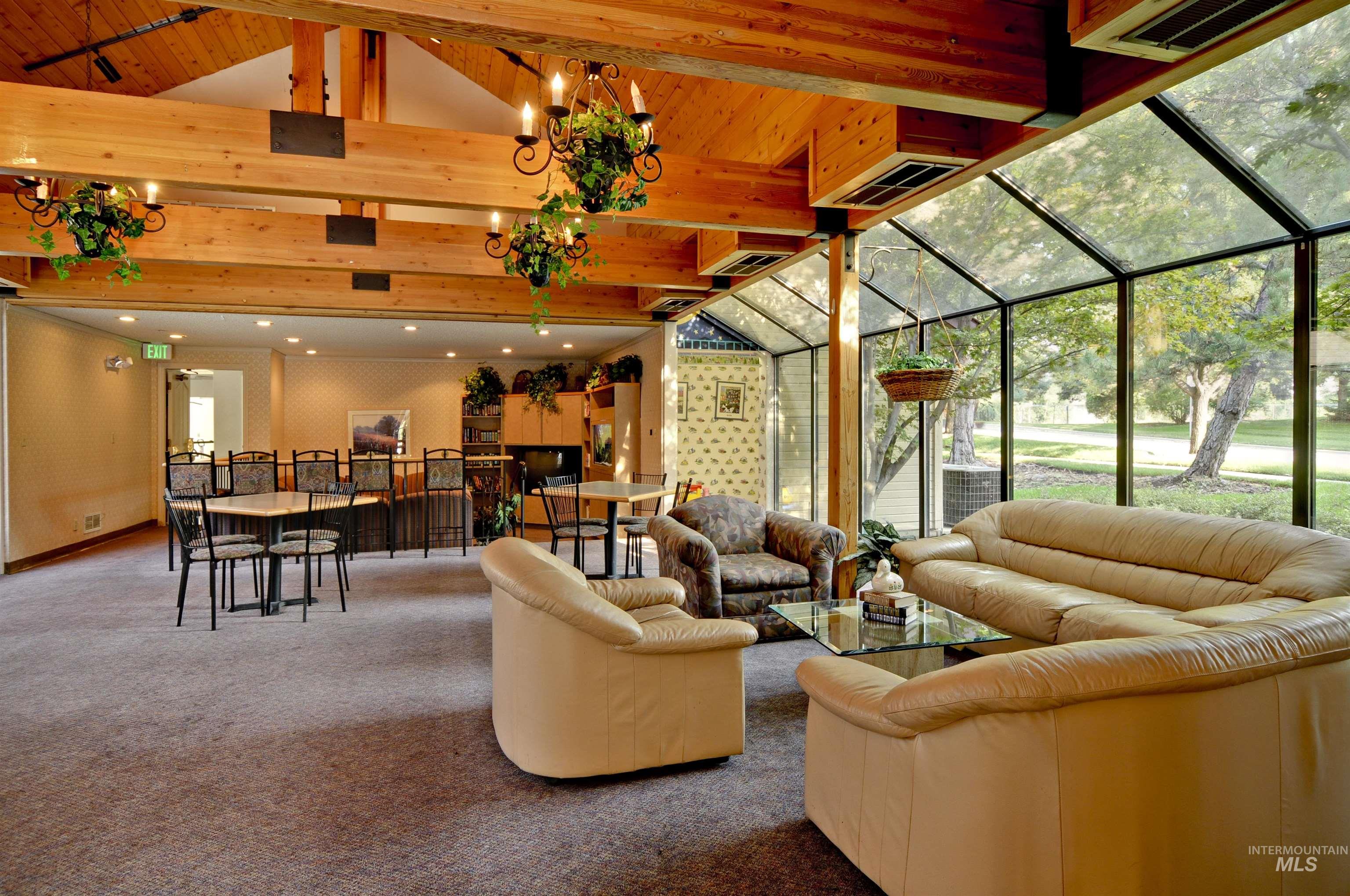 Community lobby with a sunroom