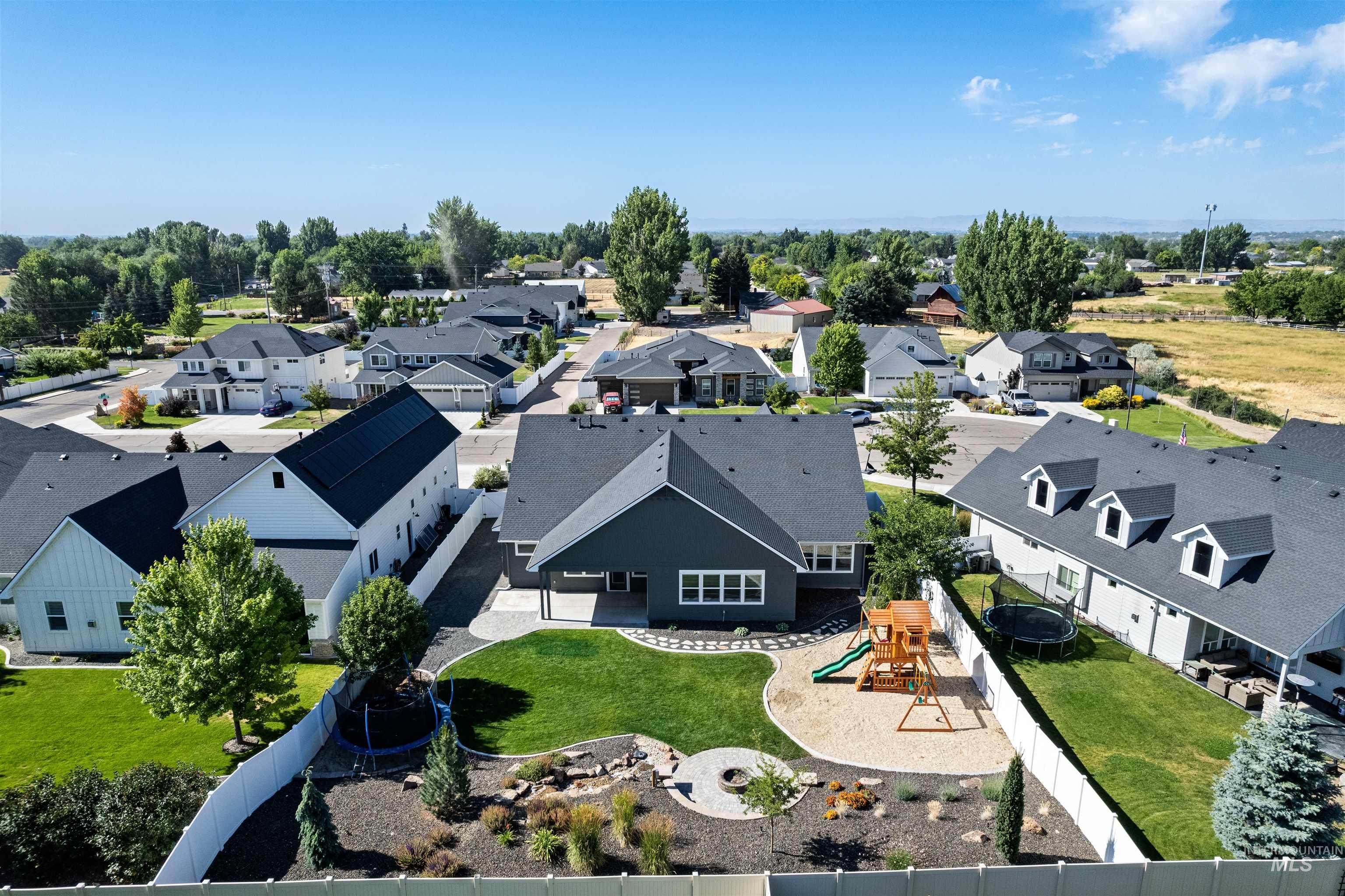 Aerial view of residential area