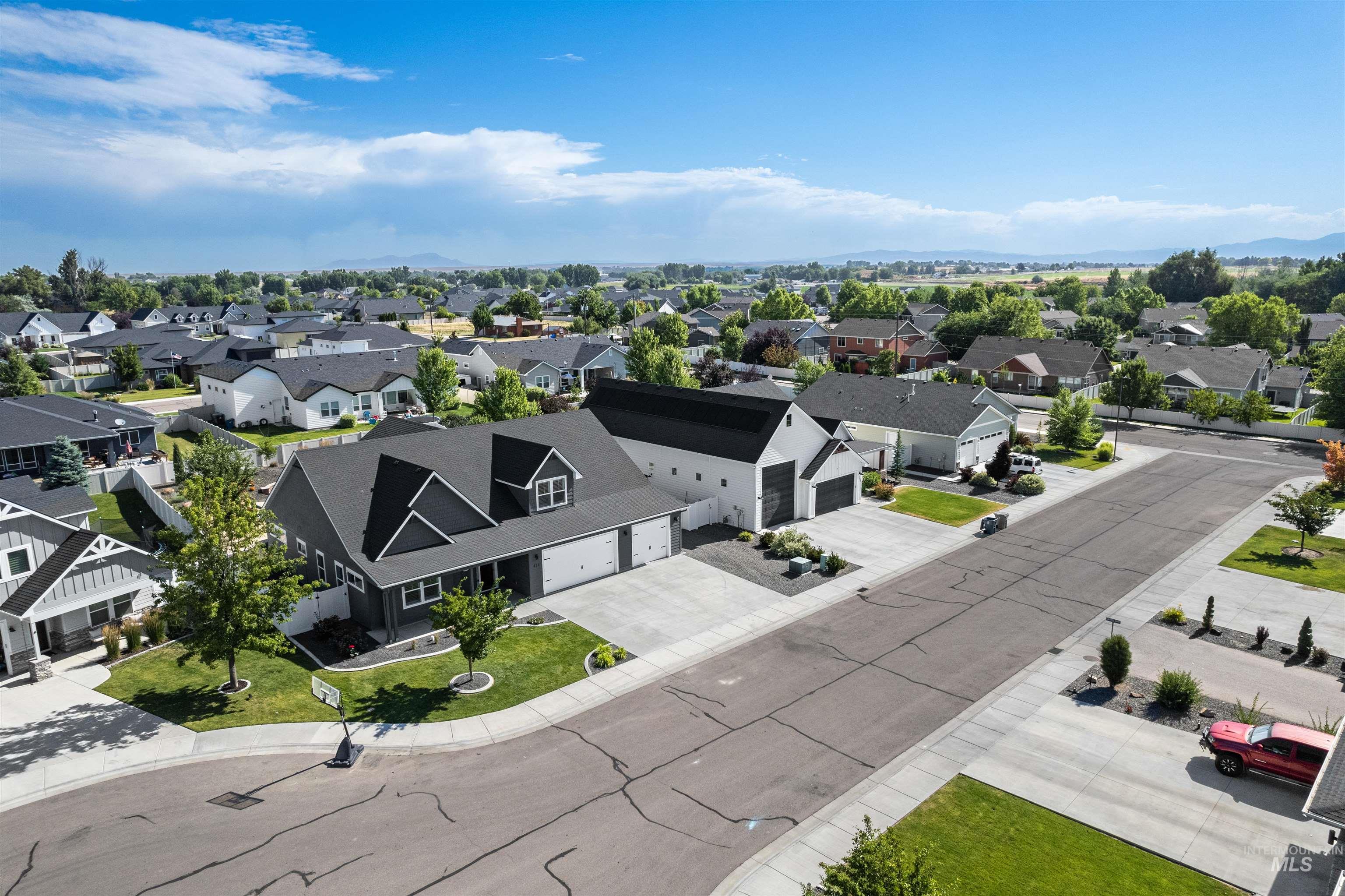 Aerial perspective of suburban area