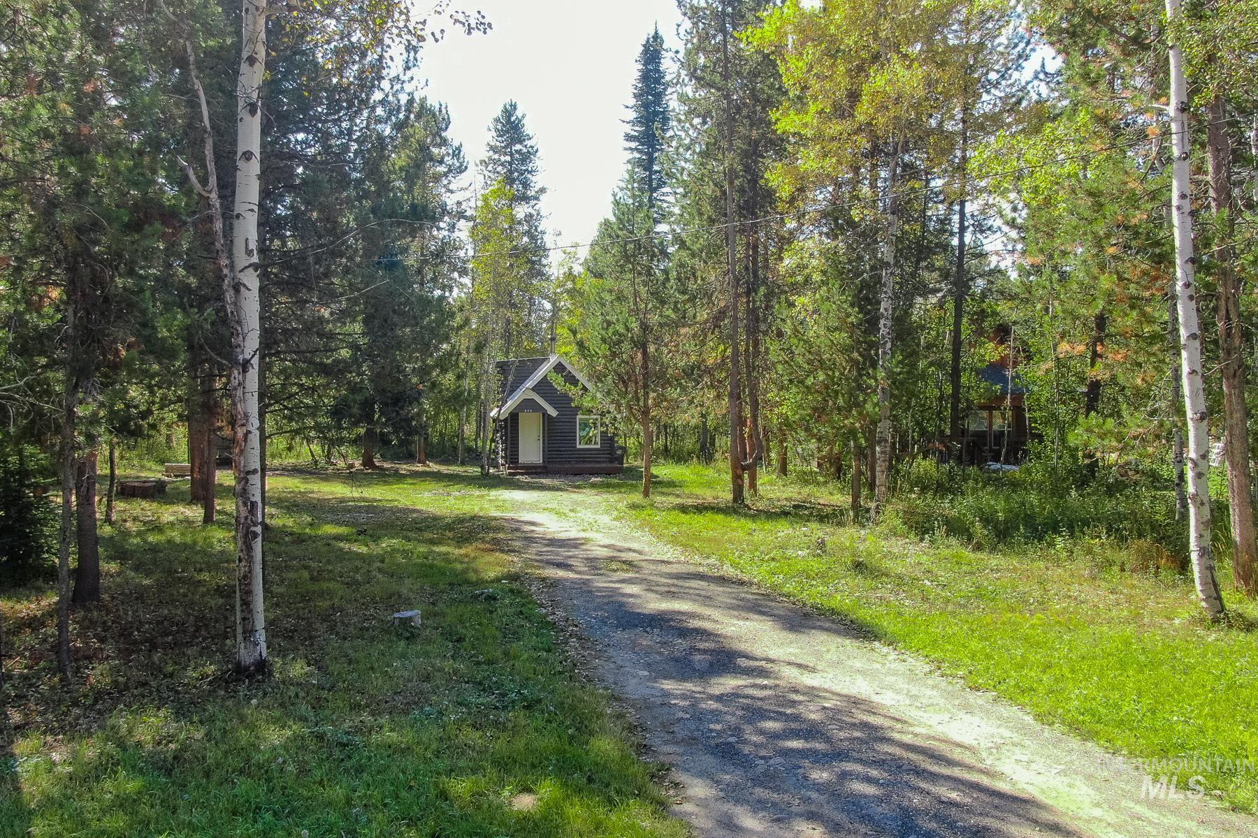 View of dirt / gravel driveway with a wooded view