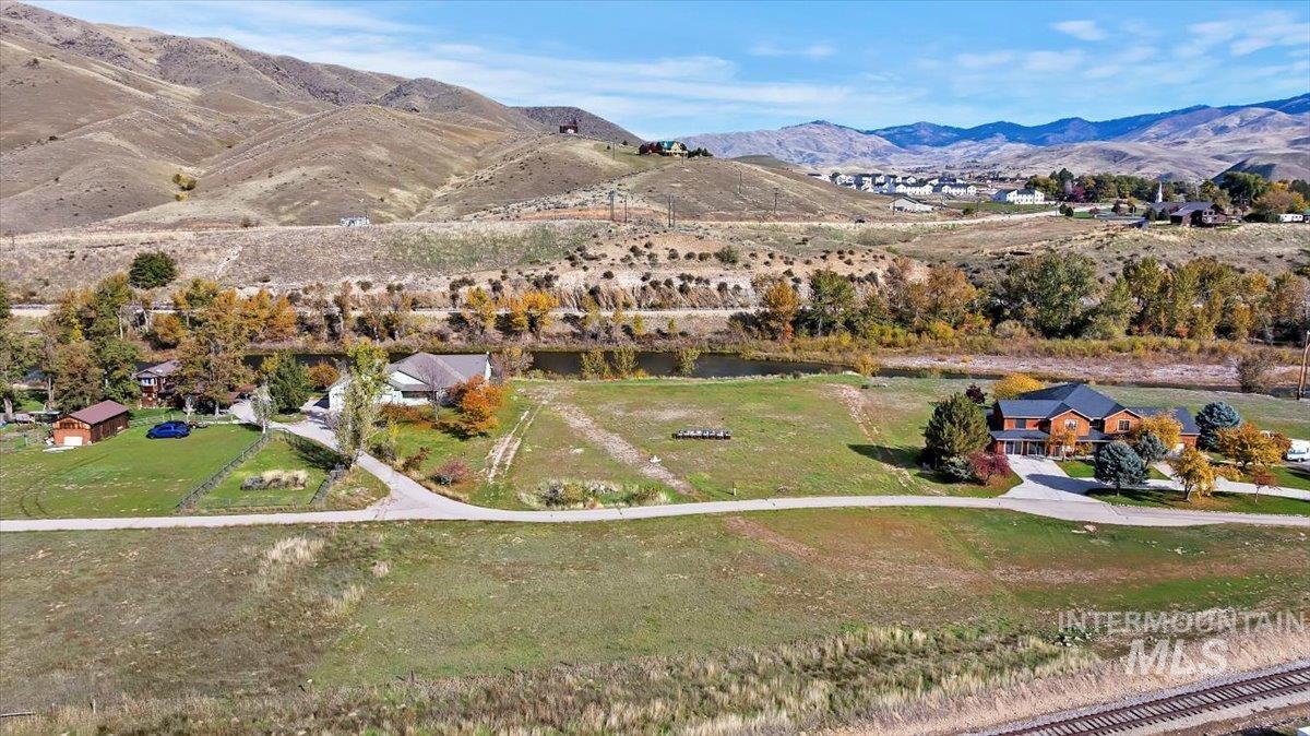 Aerial view of a mountainous background