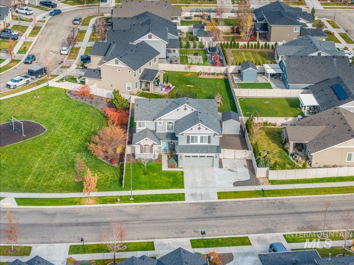 Aerial perspective of suburban area