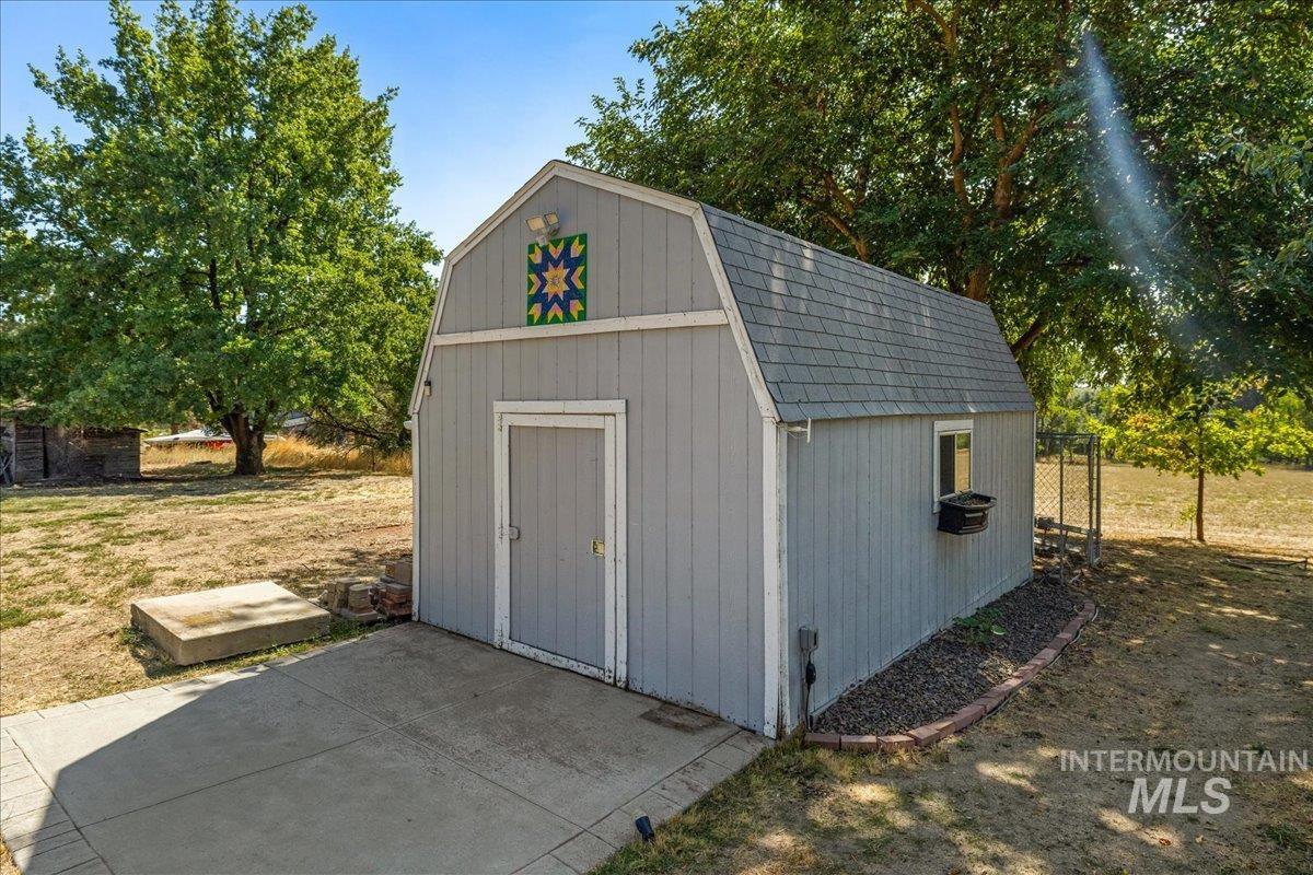 View of one of three sheds