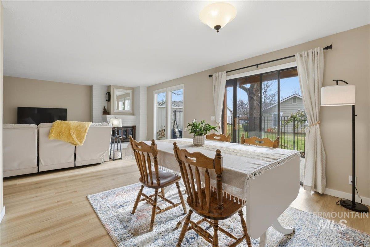 Dining room featuring healthy amount of natural light and light wood finished floors