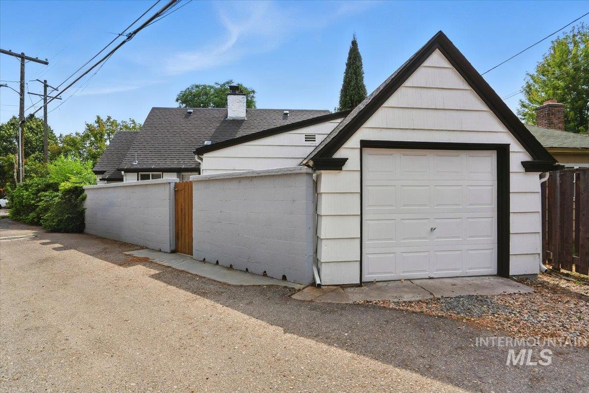 View of detached garage