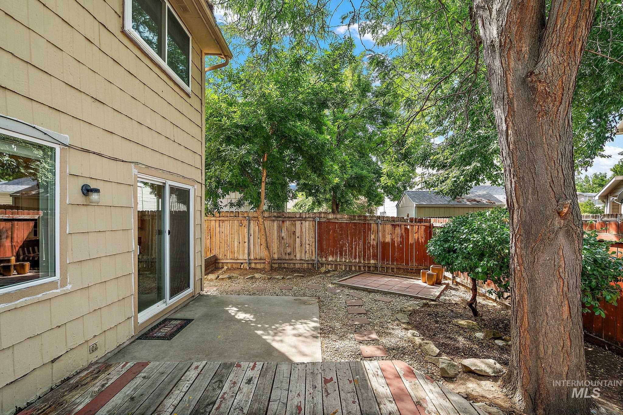 Deck featuring a fenced backyard and a patio area