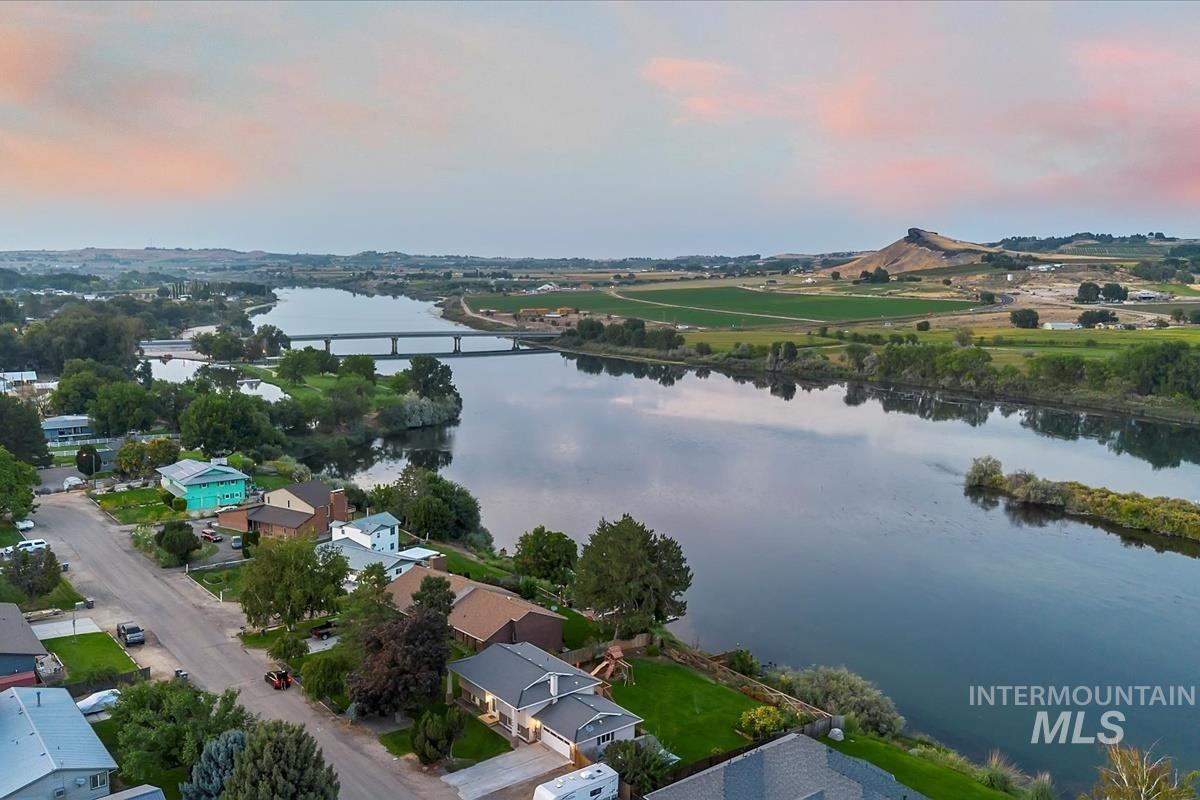 Bird's eye view of a nearby body of water
