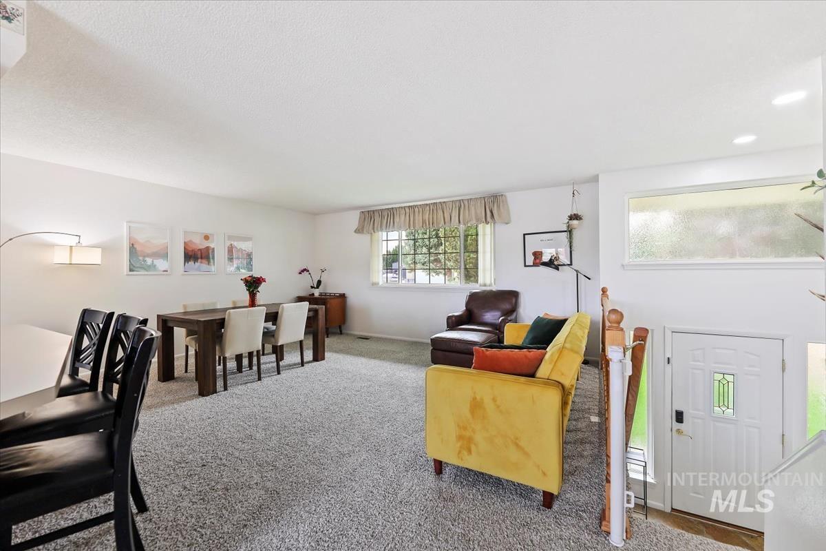 Living room featuring carpet and baseboards