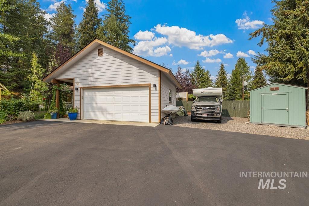 Two car garage plus a spot to park an RV