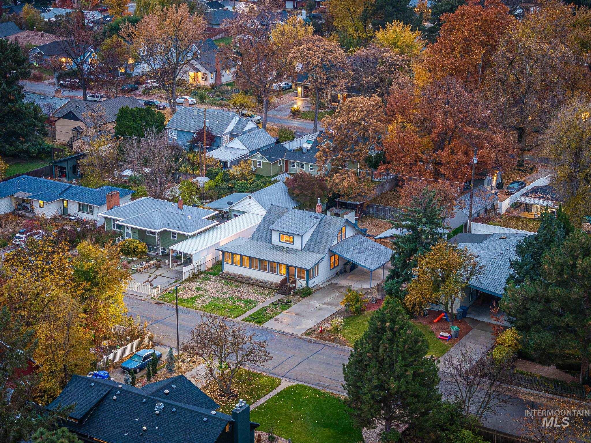Aerial perspective of suburban area