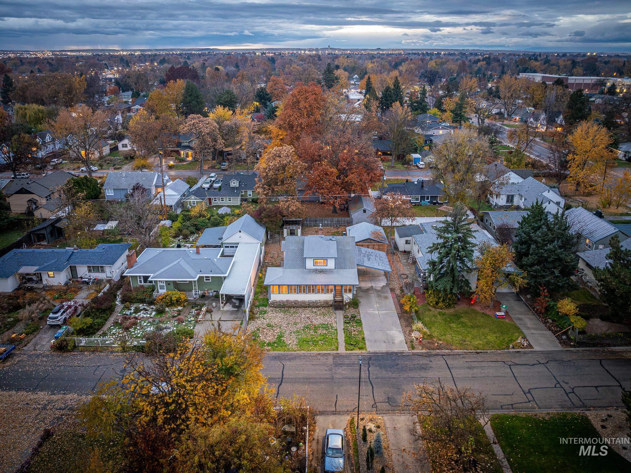Aerial view of residential area
